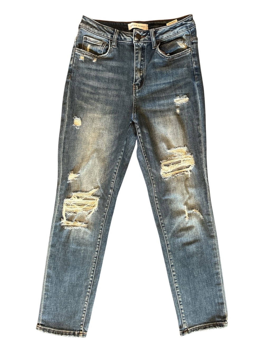 Flying Monkey Distressed High-waisted Crop Jeans, Size 25